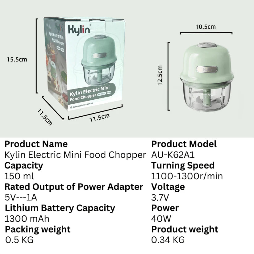 Kylin Electric Mini Food Chopper 150ml AU-K62A1