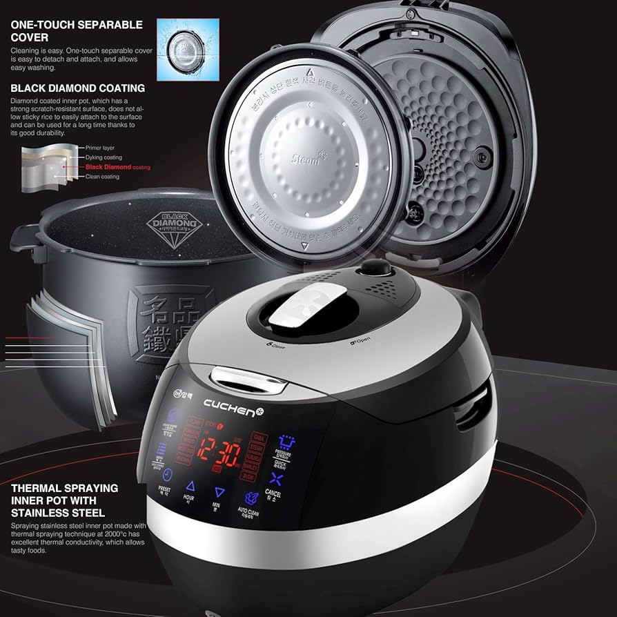 Cuchen Electric Multi Pressure Korean Rice Cooker 10Cup Silver 240V 50Hz