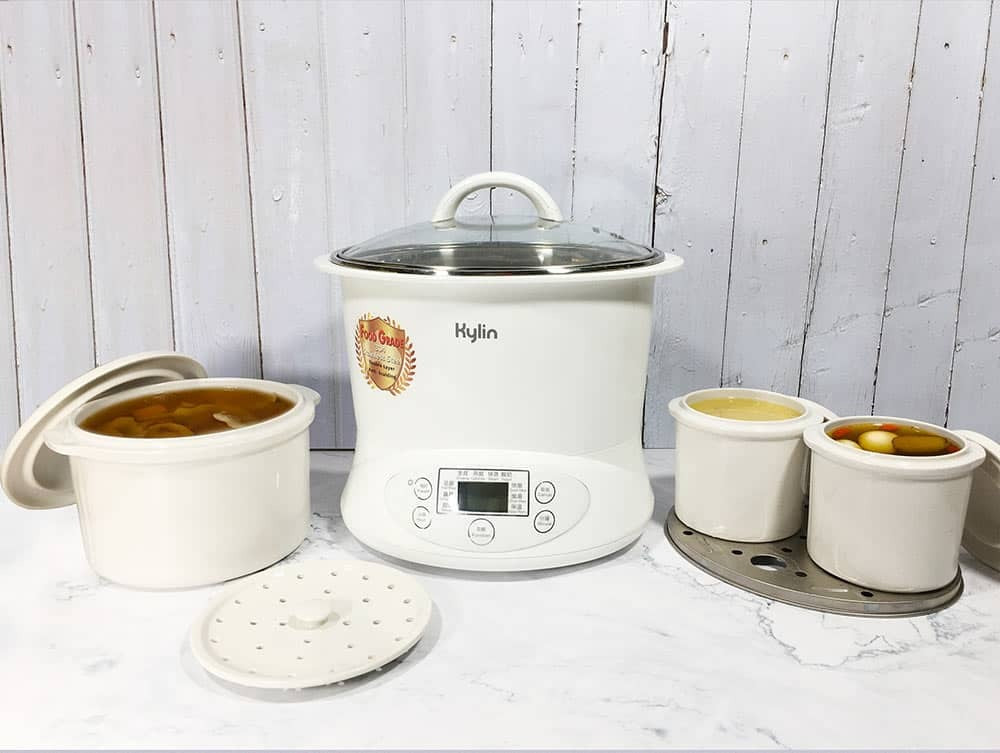 Kylin Electric Slow Cooker Stainless Steel Ceramic Pot Steamer 2.2L AU-K1022