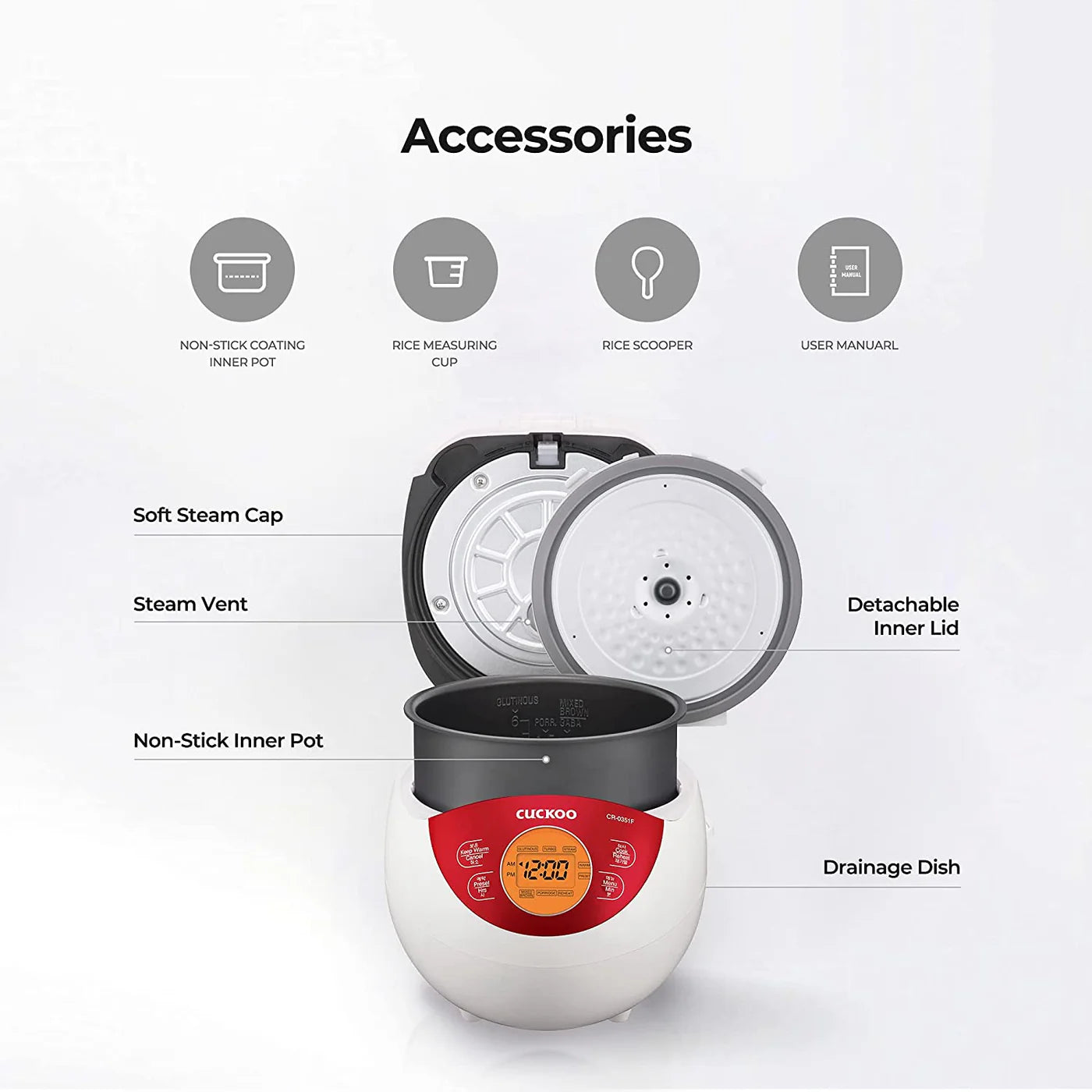 CUCKOO 3-Cup Micom Rice Cooker CR-0351F