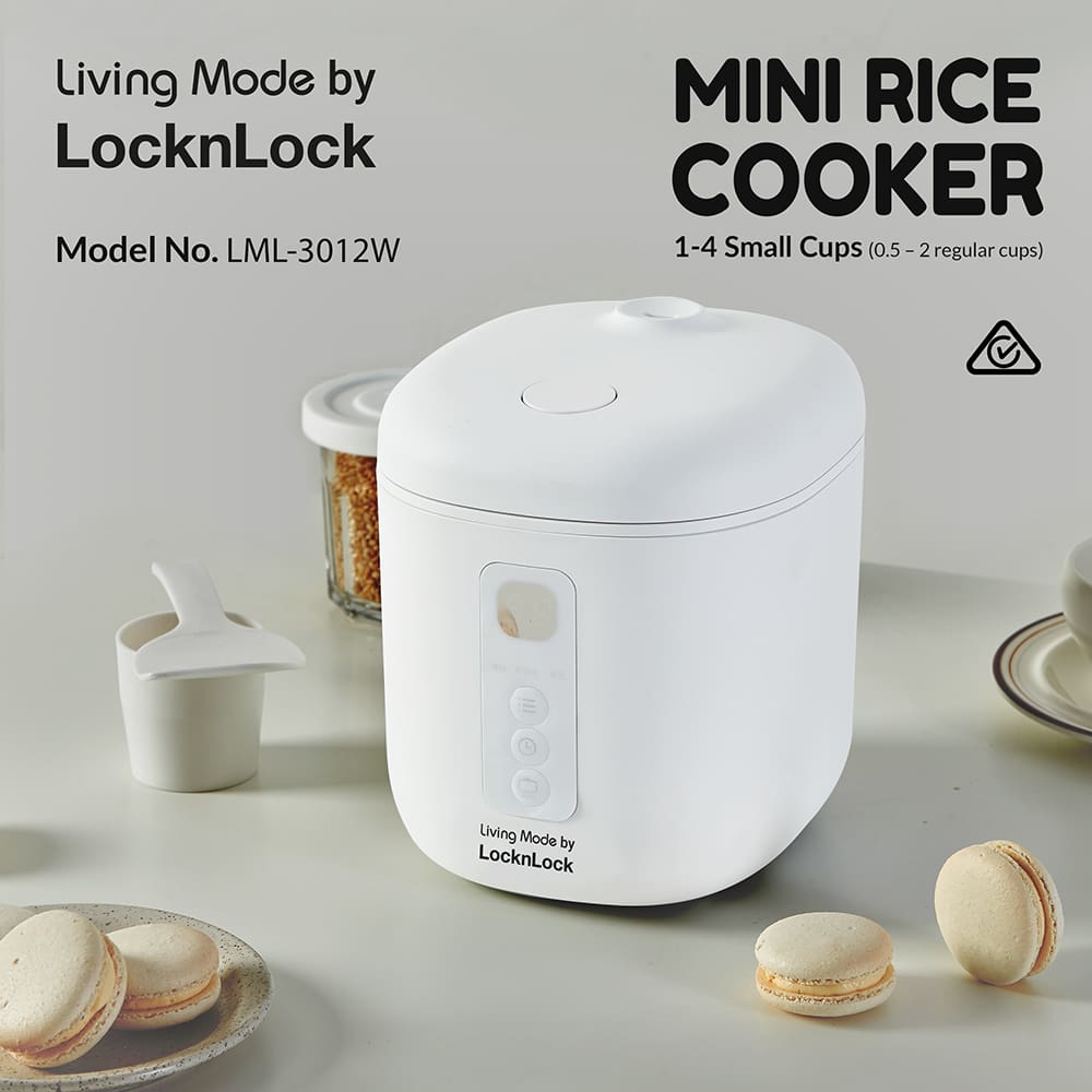 Living Mode by LocknLock LML-3012W Mini Rice Cooker (0.5-2 regular cups) 1.2L