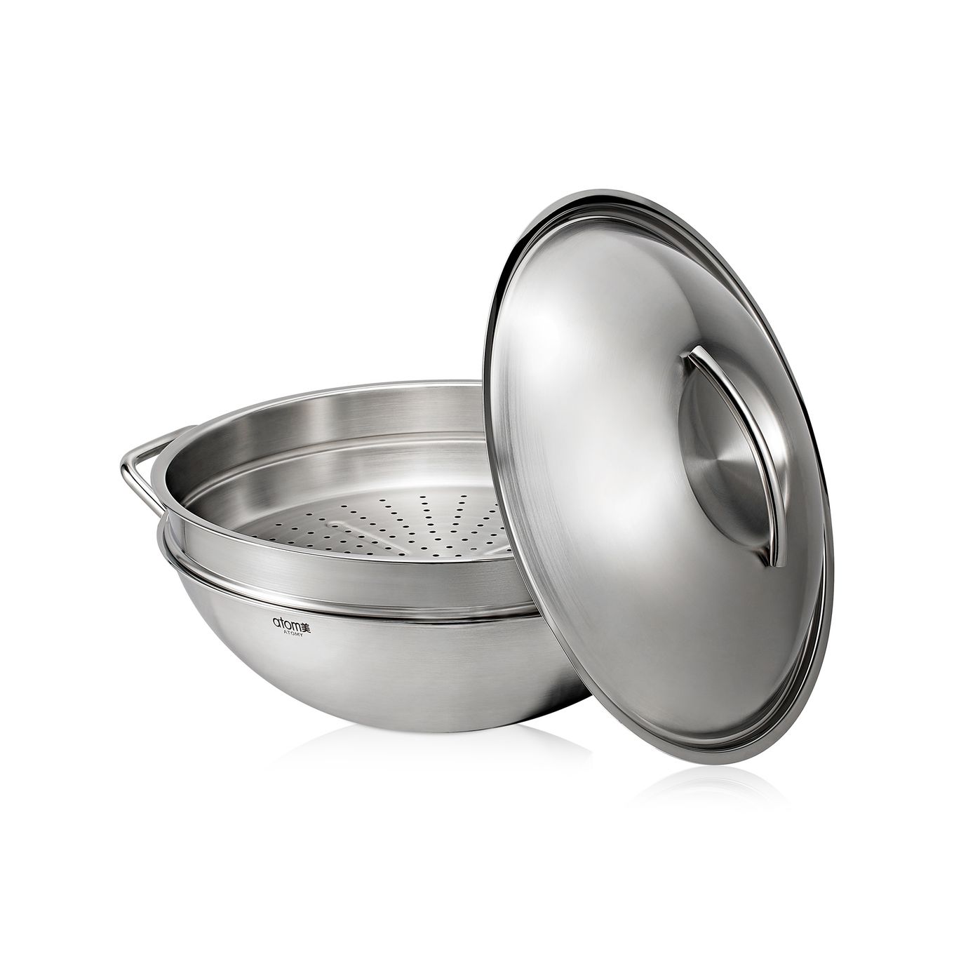 Atomy Medi-Cook Ceramic Wok – 32 cm / 5.4 L (Includes Steamer & Frying Rack)